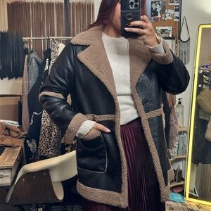 Black & Tan Sherpa Lined Winter Coat – Womens Size L/XL